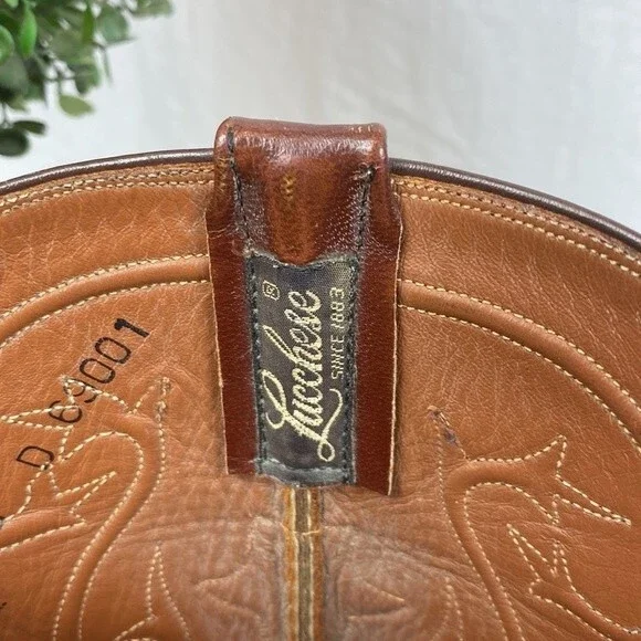 Lucchese 100% Leather full Quill Ostrich Brown Western Cowboy Boots 8